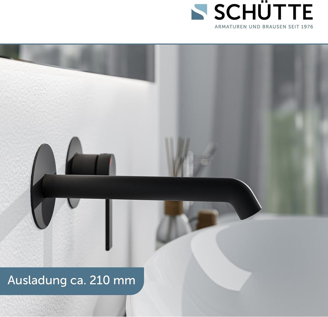 Schütte Los Angeles Waschtischarmatur für Wandmontage, Eleganter Wasserhahn fürs Badezimmer, Mischba