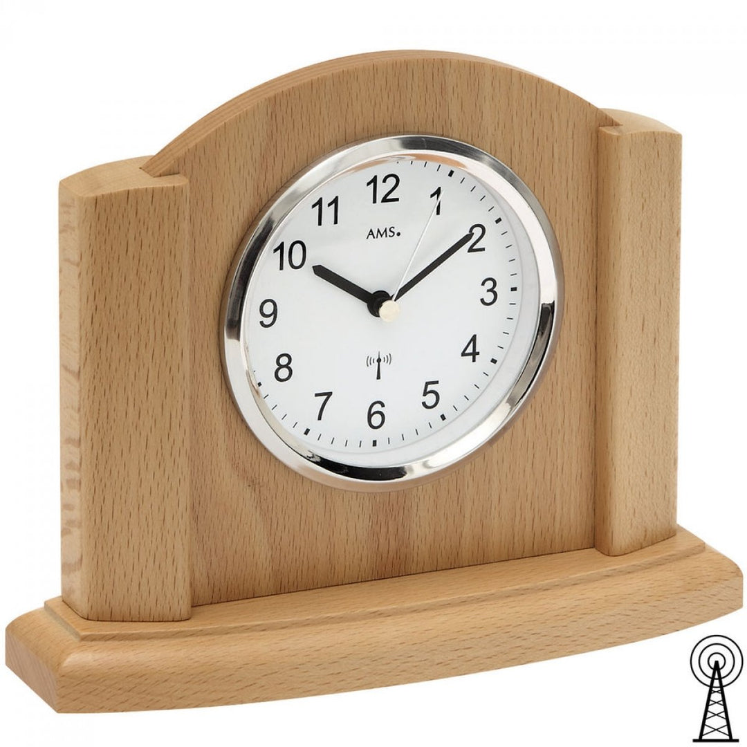 AMS F5122/18 Funk Tischuhr, Holz, Mehrfarbig, 24 x 30 x 12 cm