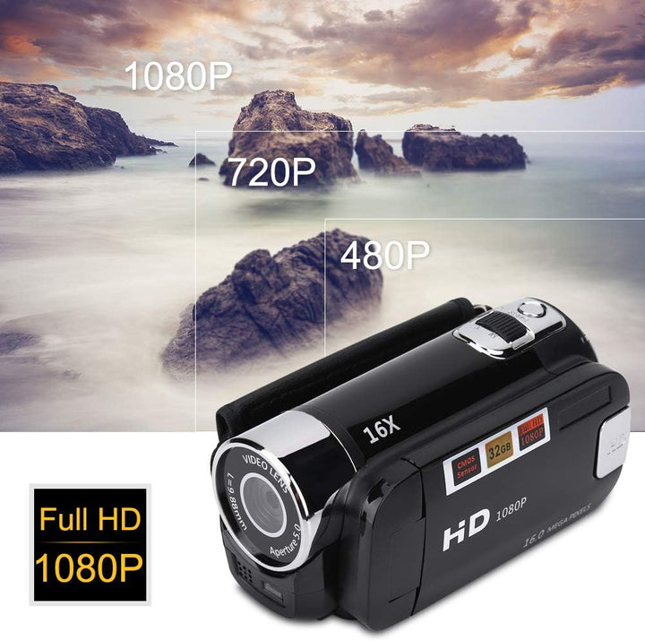 Ejoyous Digitaler Camcorder, 16X Full HD Videokamera High Definition Videokamera mit 270 Grad Drehbi