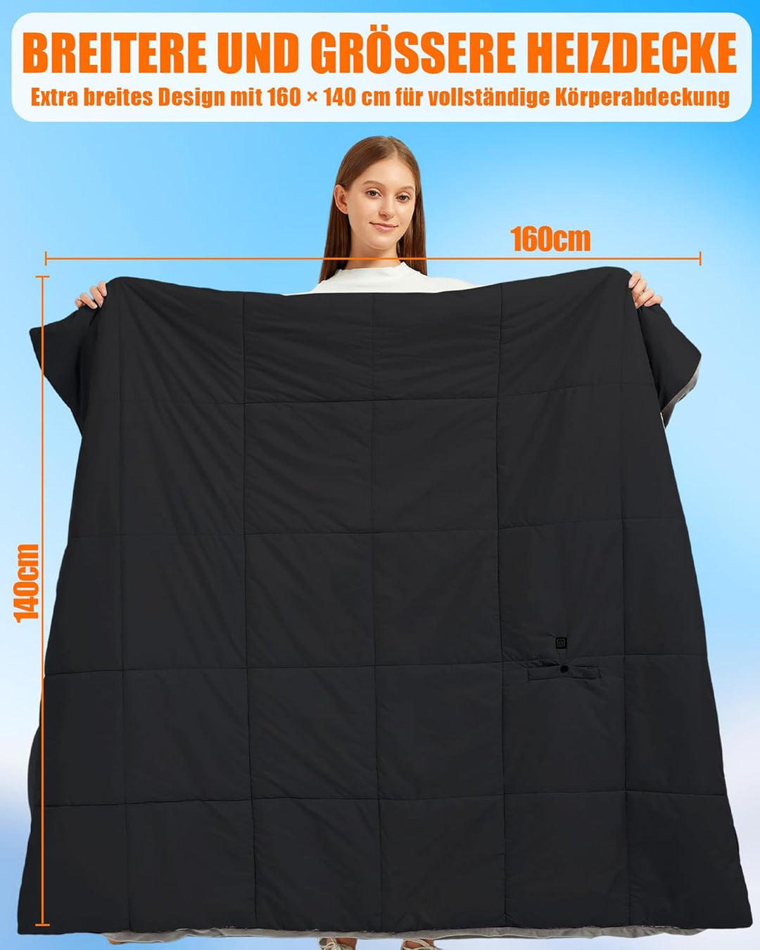 CYCYHEAT 20000mAh Heizdecke mit Akku Kabellose – Tragbare Wärmedecke mit Verbesserter 7,4V Batterie