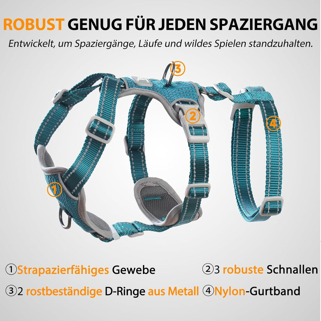 Huntboo Sicherheitsgeschirr Hund Ausbruchsicher, Panikgeschirr für Hunde, Anti Zug Hundegeschirr, Re