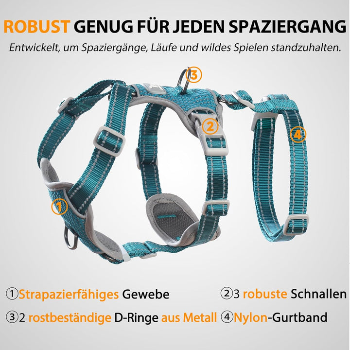 Huntboo Sicherheitsgeschirr Hund Ausbruchsicher, Panikgeschirr für Hunde, Anti Zug Hundegeschirr, Re