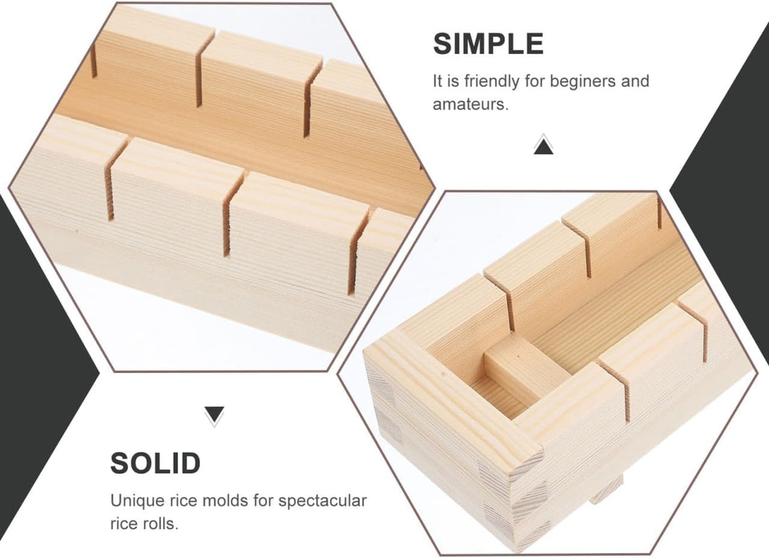 HEMOTON Onigiri- Form Presse Sushi Form Box Japanische Sushi Hersteller Holz Rechteckige Oshizushi F