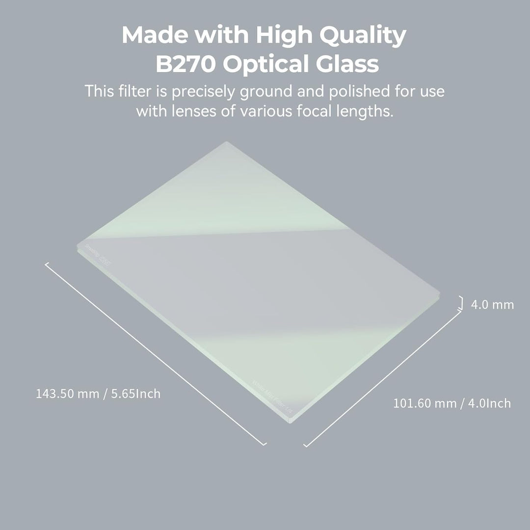 SMALLRIG 4 x 5,65" Quadratischer Weisser Diffusions 1/4 Filter, Mehrschichtbeschichtetes B270 optisc