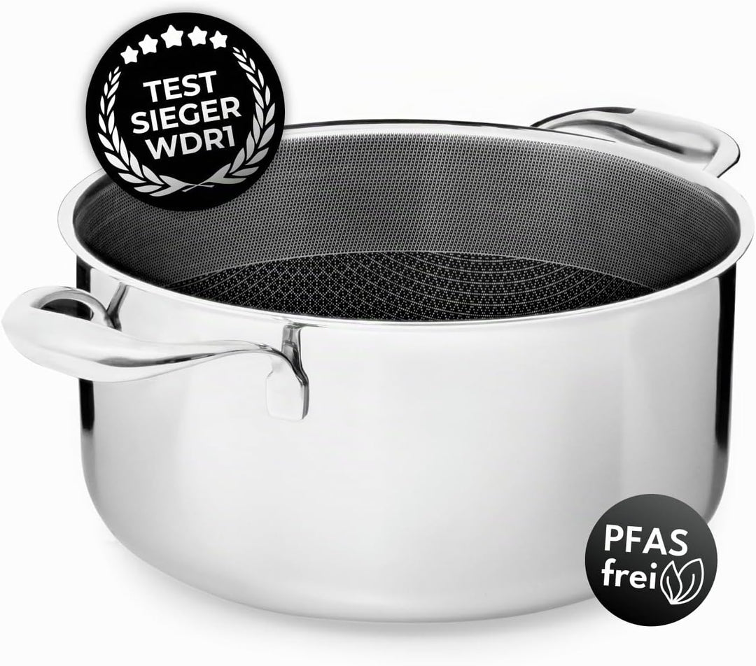 Kochtopf 24 cm, 5l | Beschichteter Topf Induktion | Für Alle Herdarten | Kratzfeste Antihaft-Oberflä