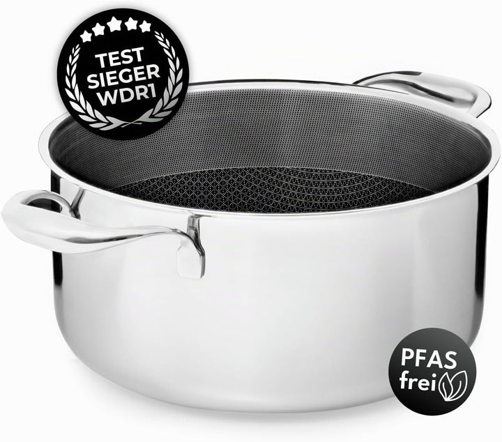 Kochtopf 24 cm, 5l | Beschichteter Topf Induktion | Für Alle Herdarten | Kratzfeste Antihaft-Oberflä