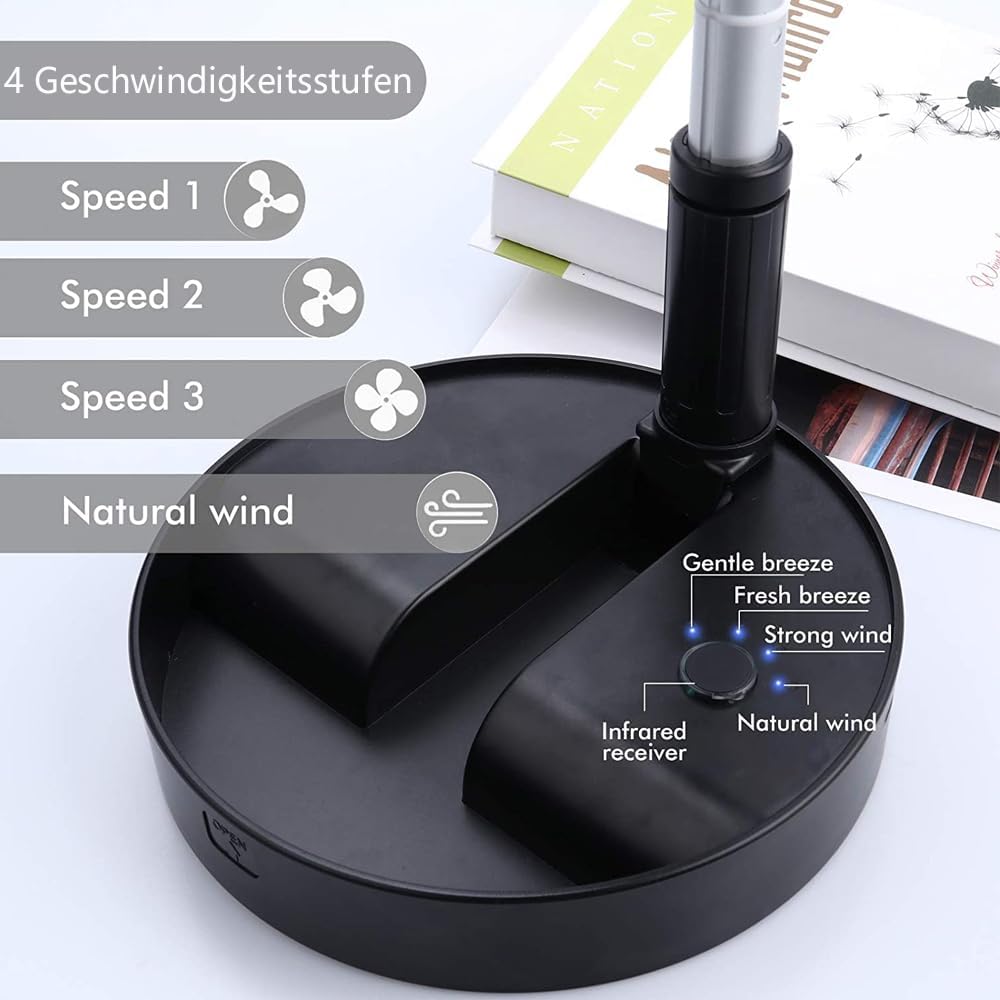 UNITEDTIME Tragbarer Ventilator Faltbares Wiederaufladbares [Fernbedienung] Batteriebetriebene Folda