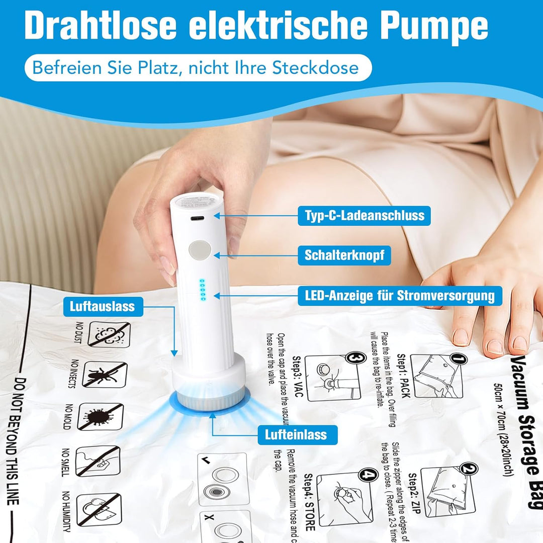 BoxLegend Vakuumbeutel für Kleidung & Bettdecken mit Vakuumpumpe, 25 Stück Vakuumierbeutel 2 Jumbo +