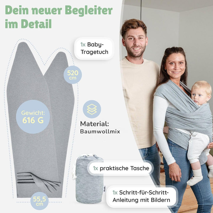Tragetuch Neugeborene - Elastisches Baby Trage-Tuch ab Geburt, Atmungsaktive & ergonomische Koala-Ba