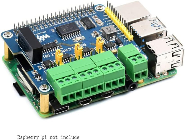 Isolated RS485 CAN HAT (B) for Raspberry Pi Series, SPI Communication, 2-Ch RS485 and 1-Ch CAN, Conv