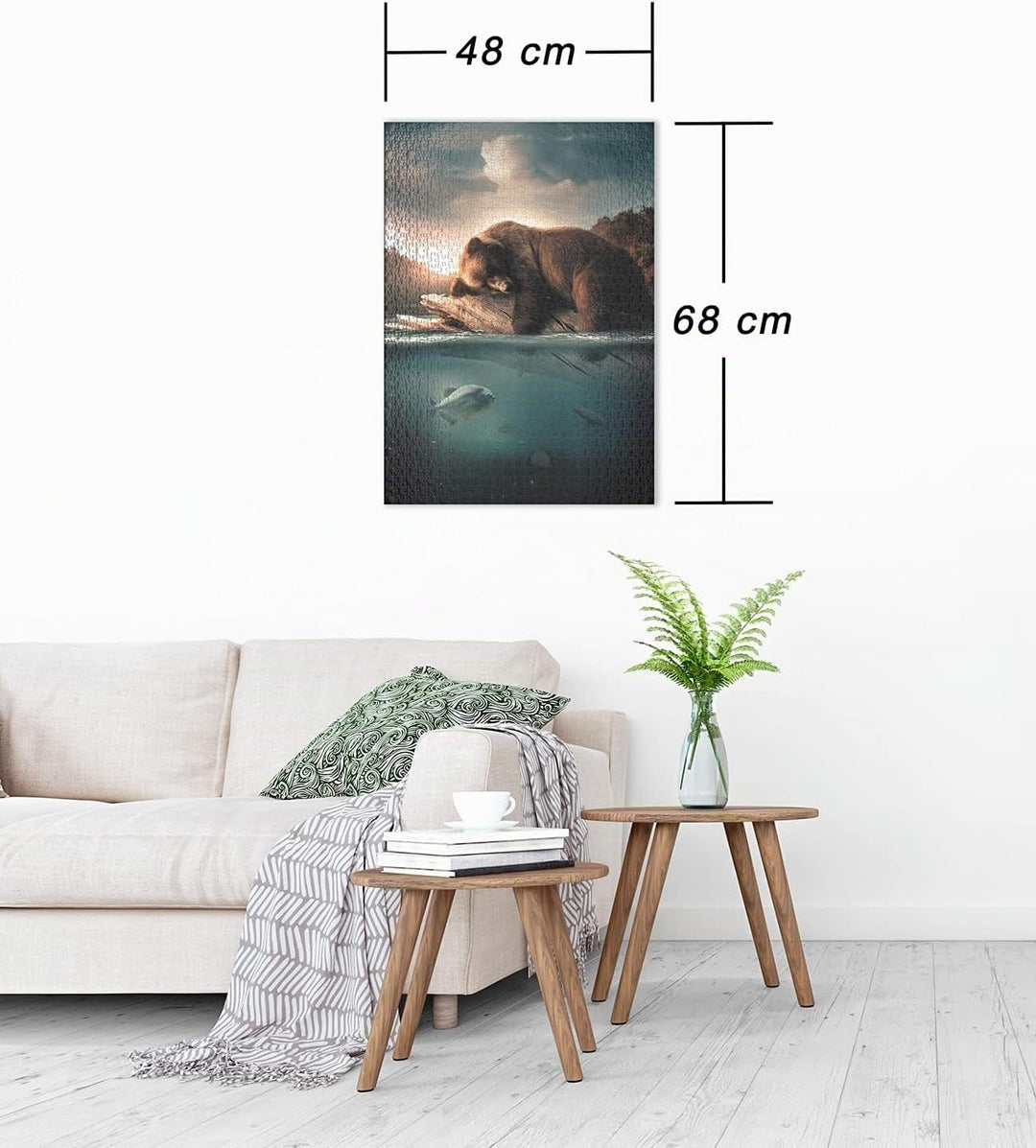 Ulmer Puzzleschmiede - Puzzle „Silent River“ - Illusorisches 1000 Teile Wildlife-Puzzle – Der Bär un