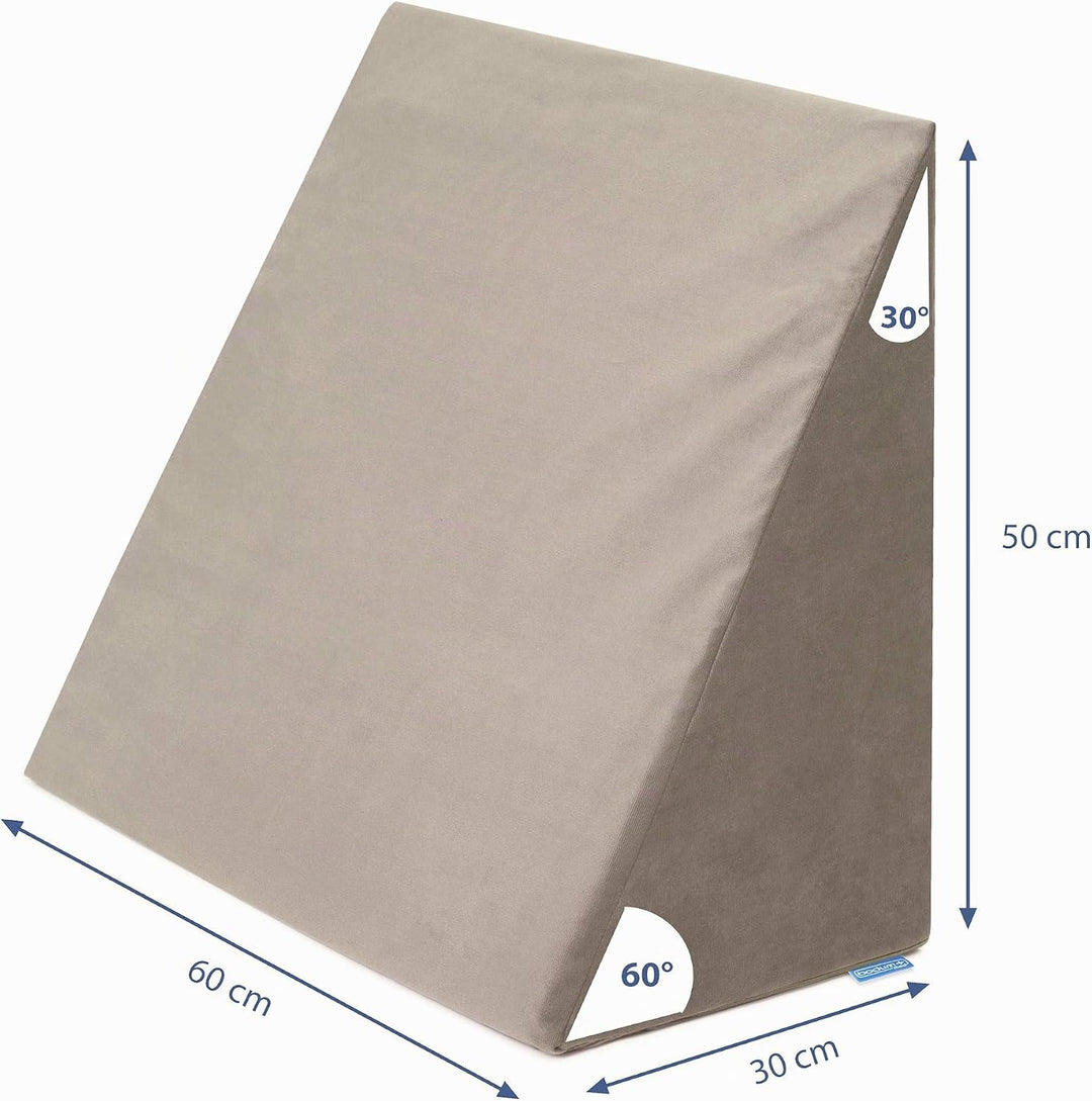 Badum - Rückenkissen - Keilkissen Bett - 60 x 50 x 30 cm - mit Schicht aus Memory Foam, Bezug Abnehm