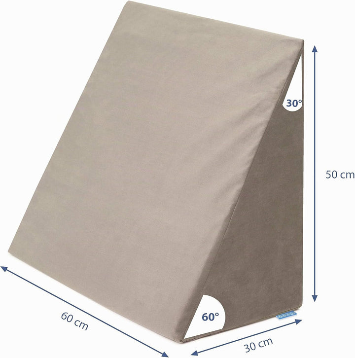 Badum - Rückenkissen - Keilkissen Bett - 60 x 50 x 30 cm - mit Schicht aus Memory Foam, Bezug Abnehm