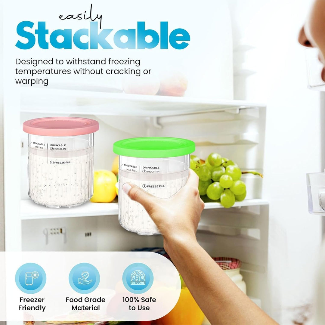 4 Stück Creami Behälte für Ninja Ice Creami Deluxe Pints und Deckel, 24 oz Ninja Ice Cream Maker mit