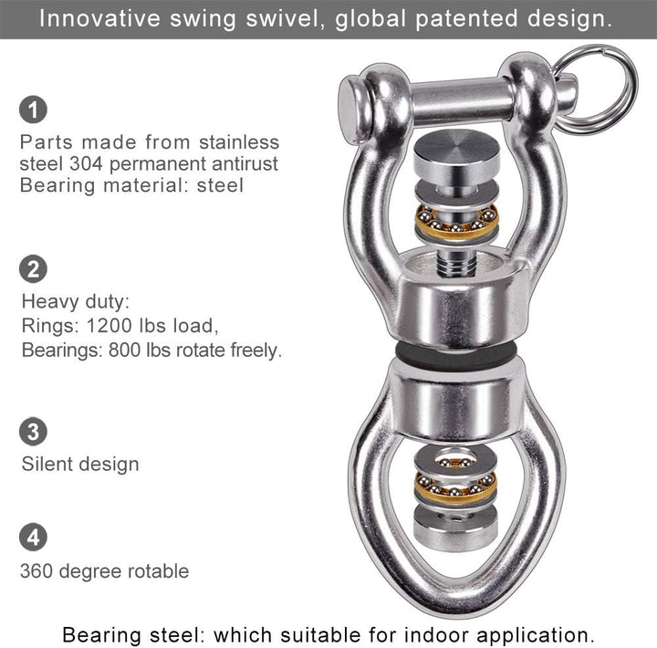 SELEWARE Silent Bearing Swing Swivel, Edelstahl 1200LB 360 ° Rotationsgerät Hängezubehör mit Abnehmb