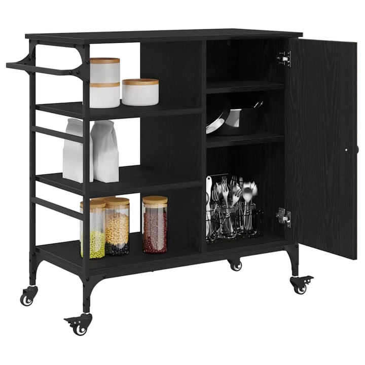 vidaXL Küchentrolley Schwarz Eichen-Optik 87,5 x 39 x 84,5 cm, Moderner rechteckiger Küchentrolley,