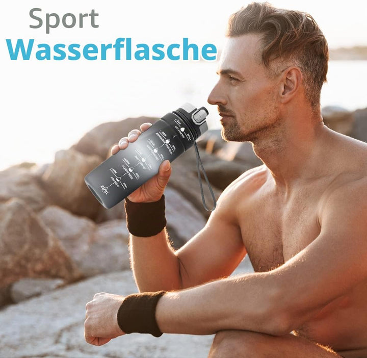 Niggeey Sport Trinkflasche 500ml, 700ml, 1L, 1,5L Trinkflasche Kinder Auslaufsicher, BPA-frei Tritan