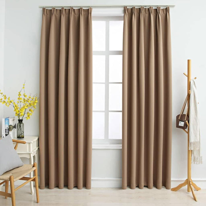WIFESE 2 Stück Verdunkelungsvorhänge mit Haken 140x225 cm Taupe Vorhang Blickdicht Gardine Curtains