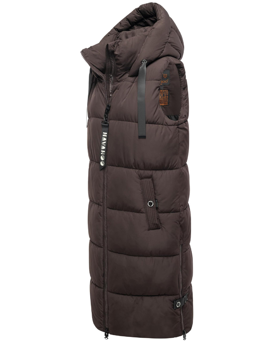 Navahoo Damen ärmellose Lange Outdoorweste warme Winterjacke Schnuffelchen XS-3XL M Choco, M Choco