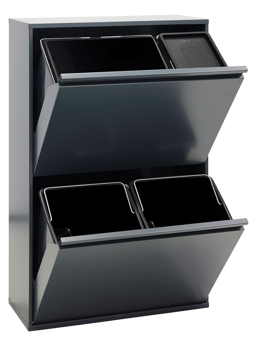 ARREGUI Basic CR604-B2 Mülltrennsystem aus Stahl | 4 Fächer Mülleimer für die Küche | 1 Extra Grosse