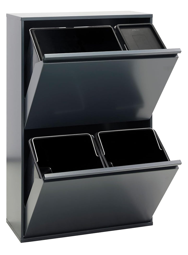 ARREGUI Basic CR604-B2 Mülltrennsystem aus Stahl | 4 Fächer Mülleimer für die Küche | 1 Extra Grosse