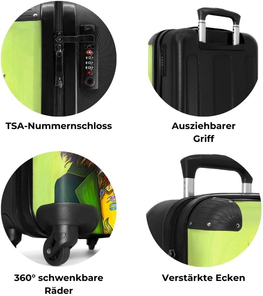 NoBoringSuitcases.com® Koffer Handgepäck Trolley Rollkoffer Kleine Reisekoffer mit 4 Rollen - Löwe -