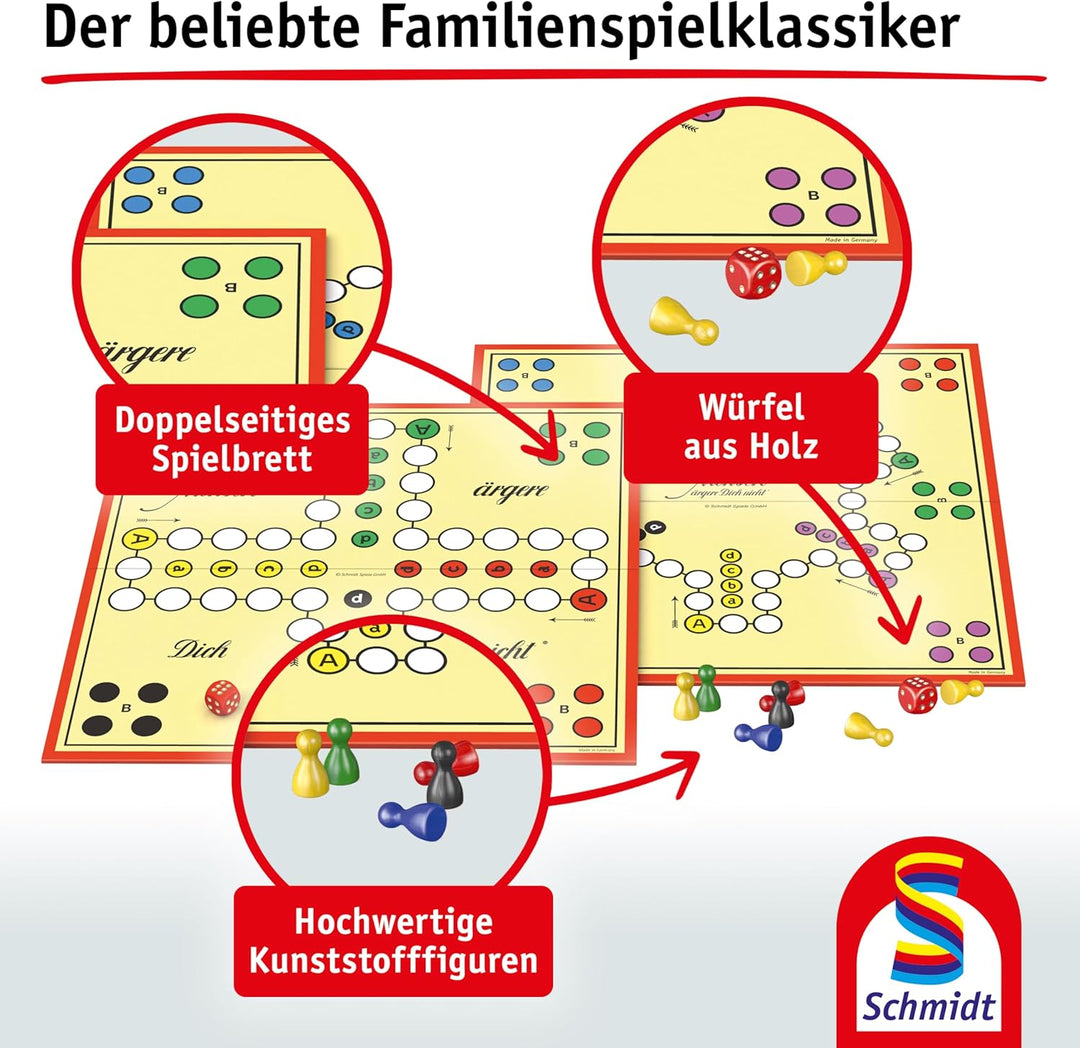 Schmidt Spiele 49021 Mensch ärgere Dich Nicht, Standardausgabe, Würfelspiel Klassisch, Klassisch