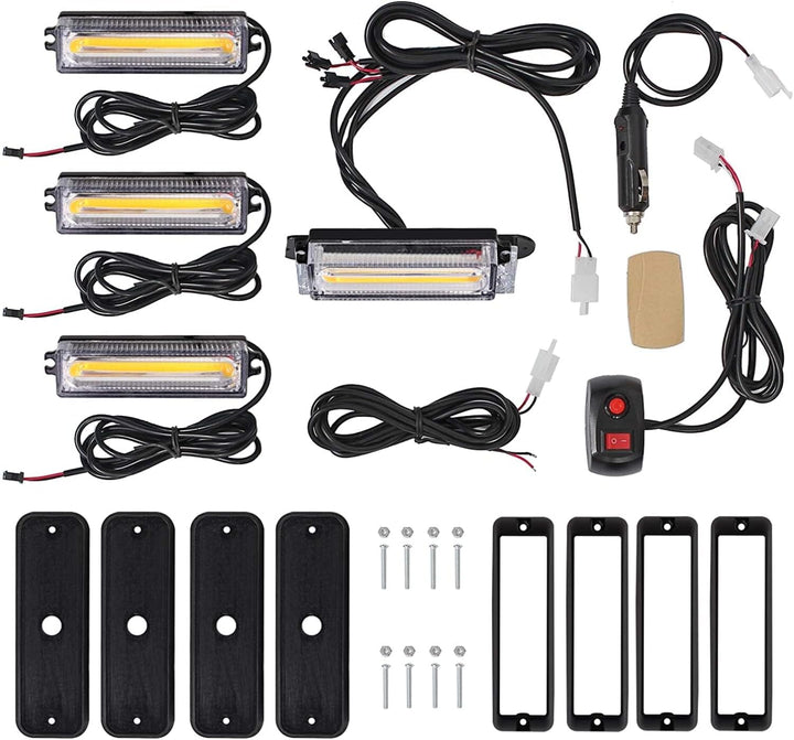 COLFULINE 4 x 8W Frontblitzer, 12/24V Warnlicht, 9cm COB Led Blitzer, Notfall Licht Wasserdicht IP65