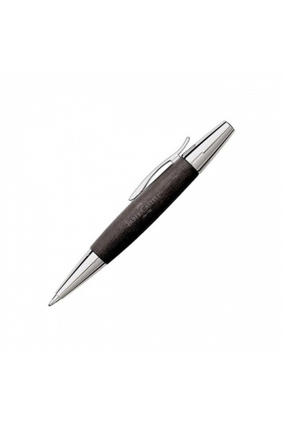Faber-Castell 148383 - Drehkugelschreiber e-motion Birnbaum/Chrom, Mine B, Schaftfarbe: schwarz/silb