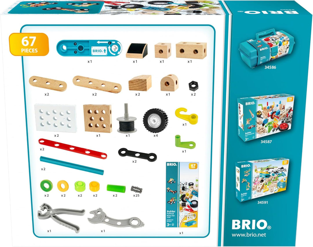 BRIO Builder 34595 Nachziehmotor-Konstruktionsset - Ergänzung Builder Konstruktionssystem, fördert d