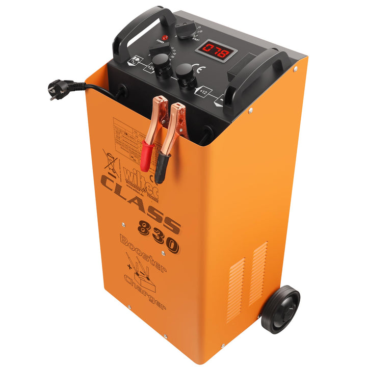 Wiltec Batterieladegerät Booster Class CD 830 12-24 V, mobiles Ladegerät mit Starthilfe für Auto, Mo