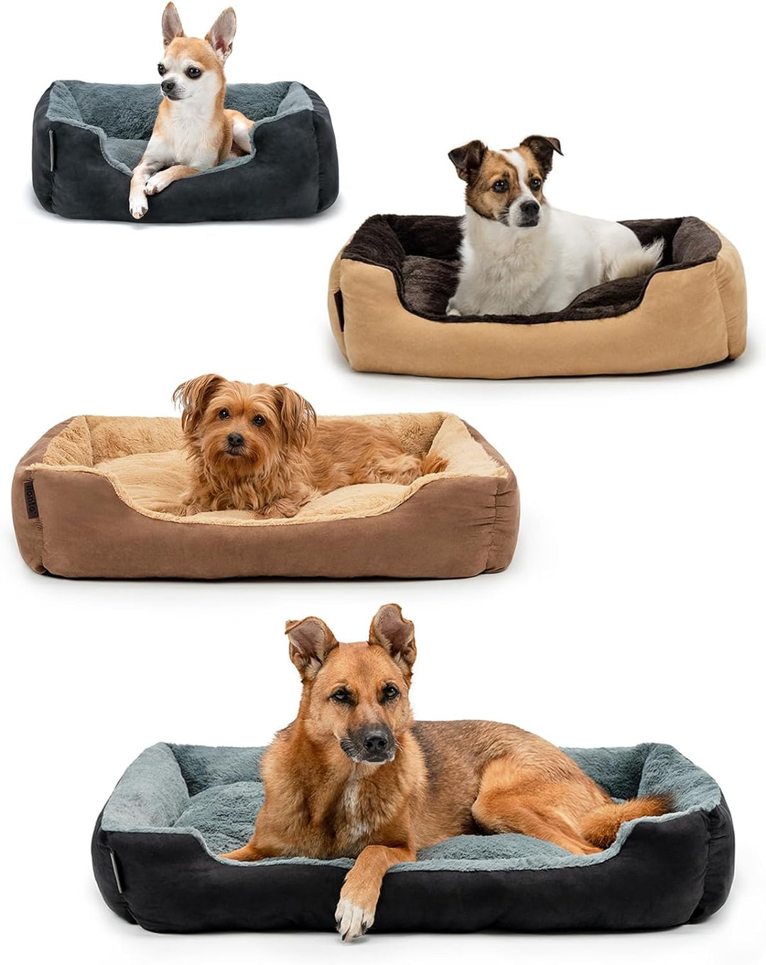 lionto Hundebett Hundekissen Hundekörbchen mit Wendekissen, (XL) 90x70 cm grau/schwarz L 90 x B 70 x