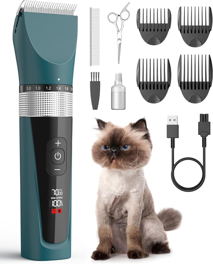 oneisall Schermaschine Katze Leise, Profi Haarschneidemaschine für langhaarkatzen, 5-Geschwindigkeit