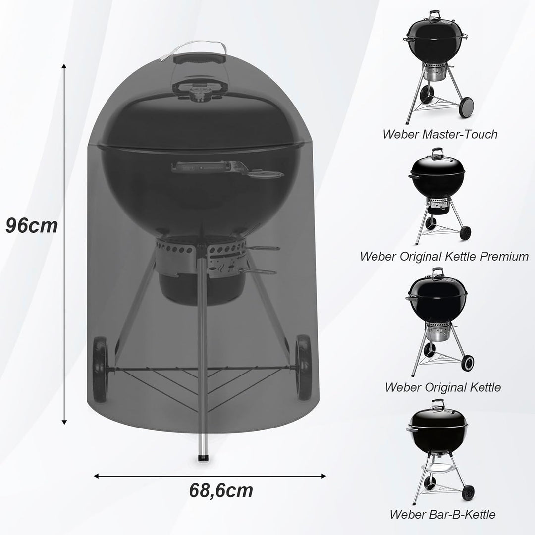 Grillabdeckung für Weber 57CM Premium Holzkohlegrills, 600D Oxford Abdeckhaube für Kugelgrill Abdeck