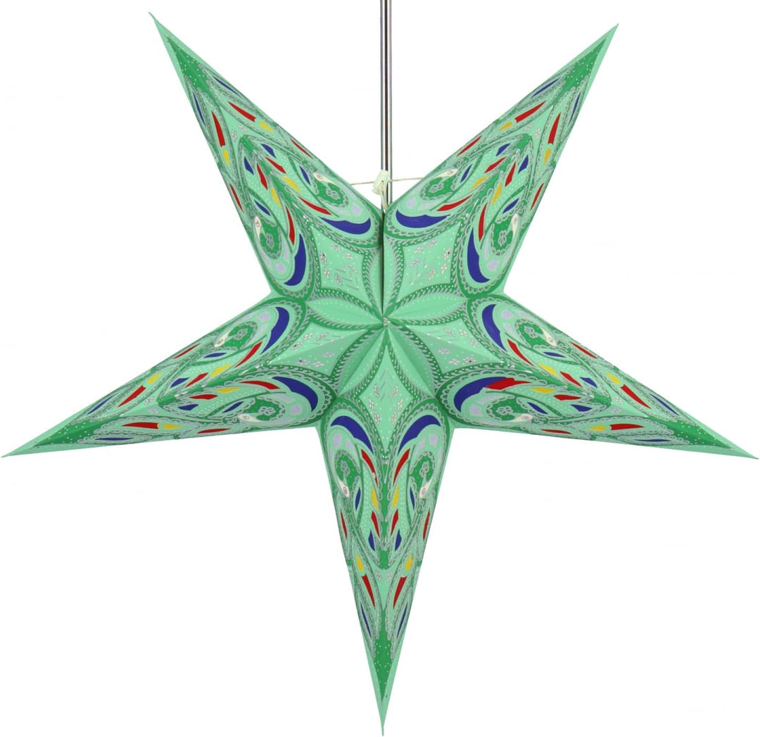 GURU SHOP Faltbarer Advents Leucht Papierstern, Weihnachtsstern 60 cm - Alaskana Grün normal Alaskan