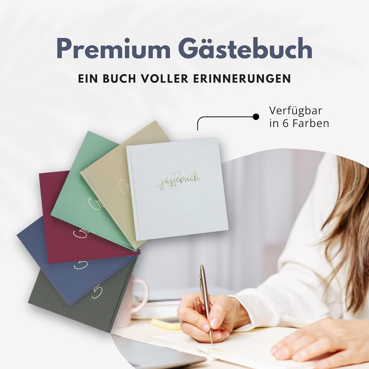 Gästebuch blanko 104 Seiten mit Leinen-Bezug und edler Prägung | Geburtstag Hochzeit Ferienwohnung T