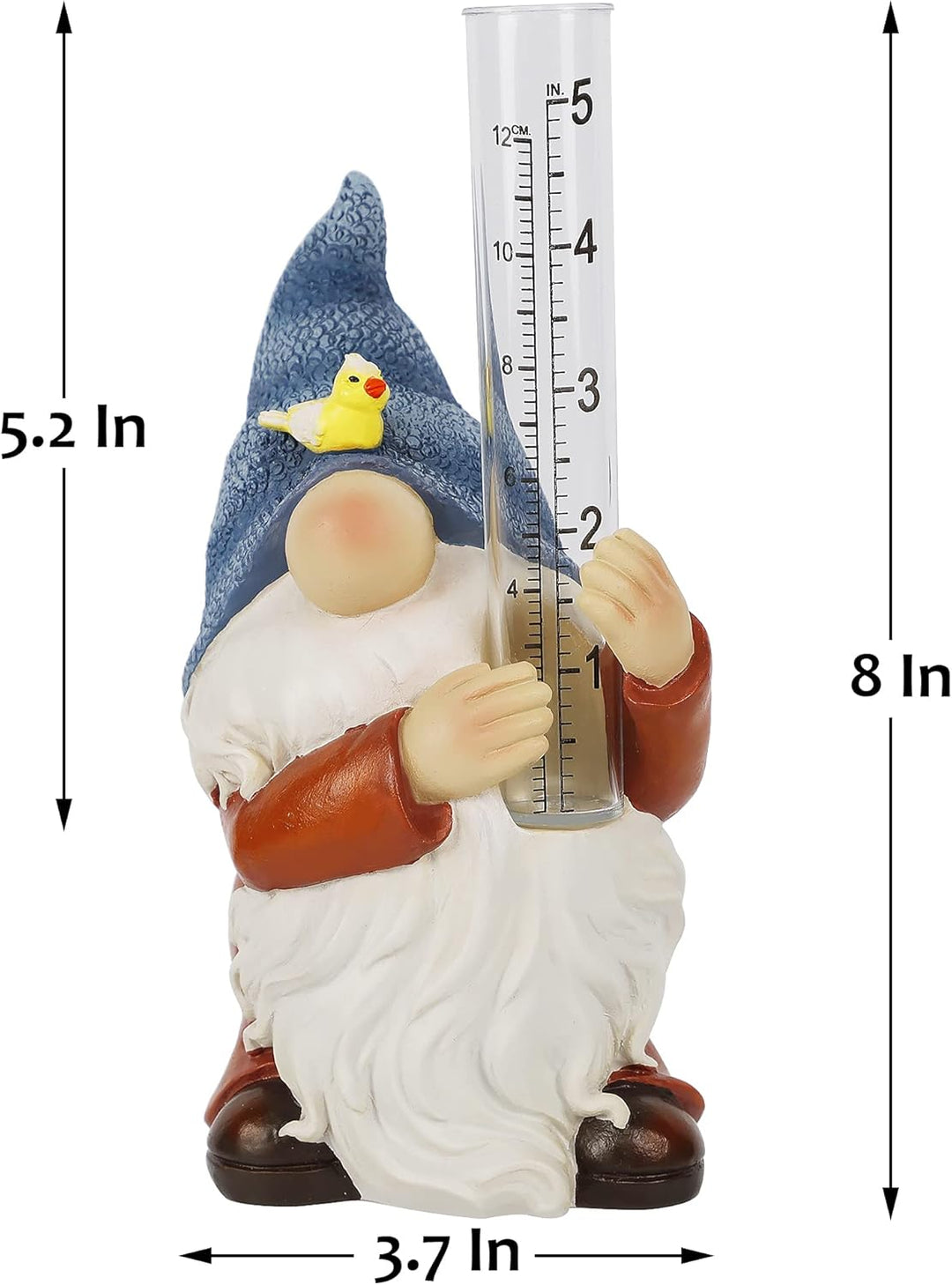 FORUP Zwerg Regenmesser aus Harz, Gartenzwerg mit einem Regenmesser aus Kunststoff, handbemalt, Wich