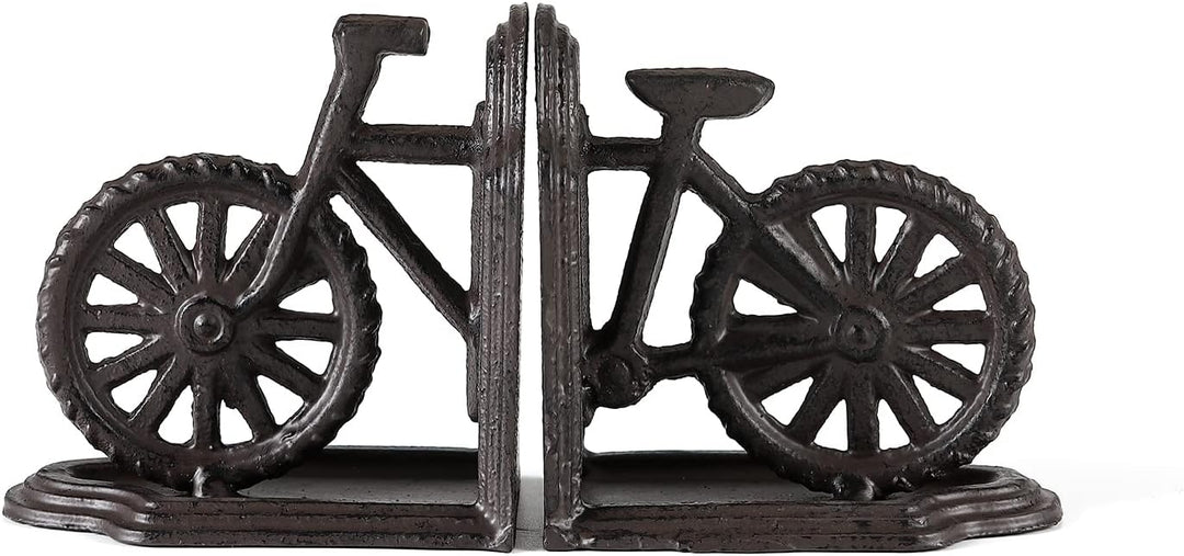 Robuste Buchstützen aus Gusseisen, dekorative Fahrrad-Buchstützen für Regale mit rutschfester Unters