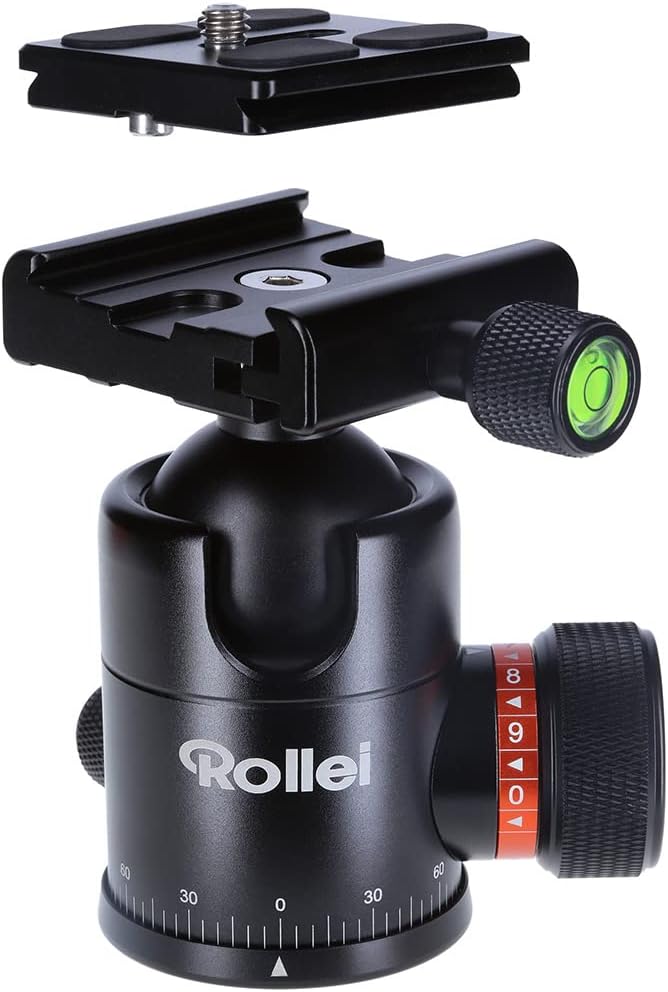 Rollei Stativ Kugelkopf für C6i Stativ, professioneller 360 Grad Stativkopf mit Friktion, 12 KG Trag