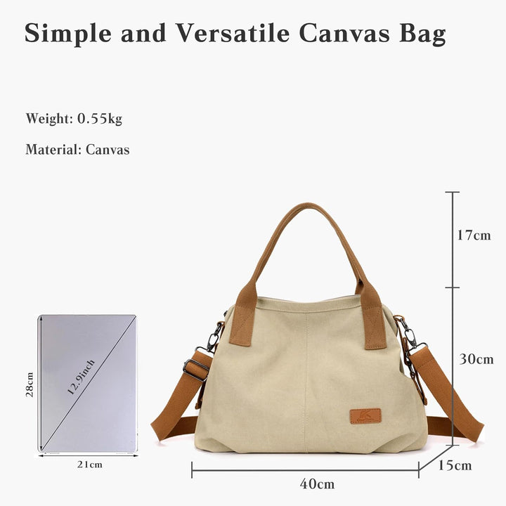 CORIOS Damen Canvas Schultertasche Grosse Kapazität Umhängetasche Casual Handtasche Leichtgewicht To