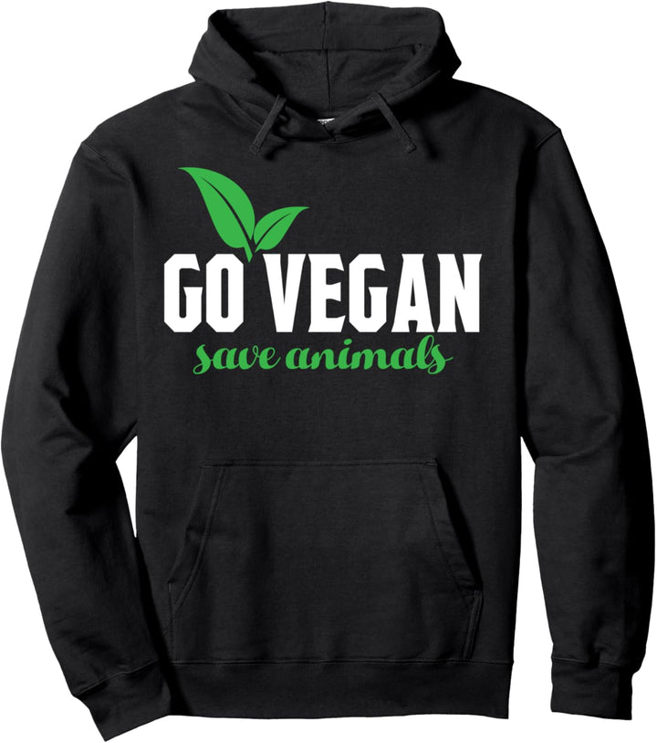 Coole vegane vegetarische Tees – Go Vegan Save Animals Pullover Hoodie