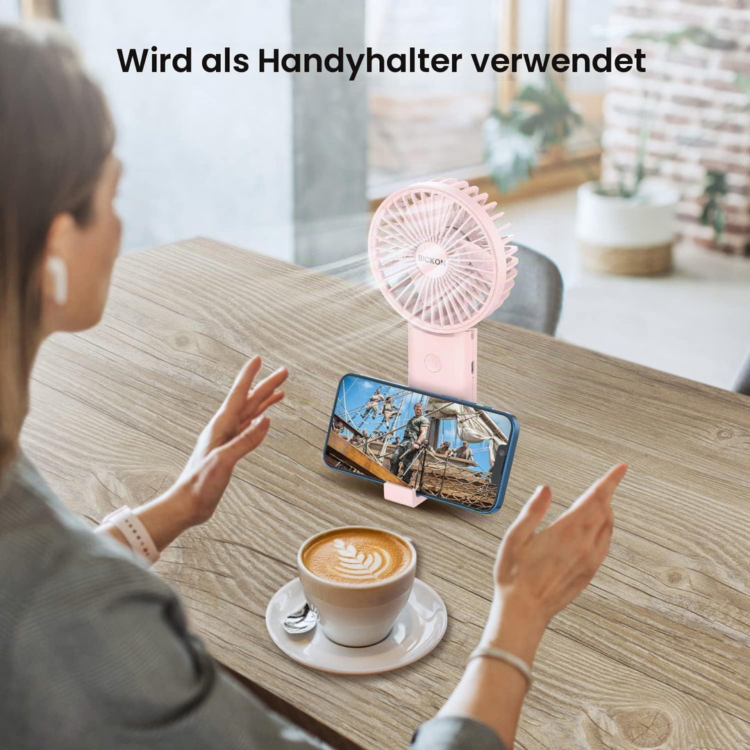 Mini Ventilator, Handventilator Tragbarer mit 3 Windgeschwindigkeit, Faltbarer Leise, 3600mAh Akku U