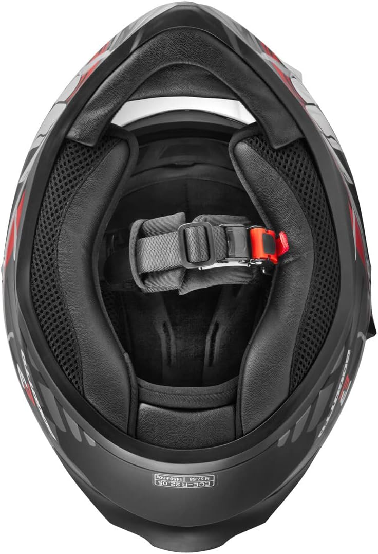Bogotto V128 Naga Helm (Black Matt/Red,XL) XL Schwarz Matt/Rot, XL Schwarz Matt/Rot