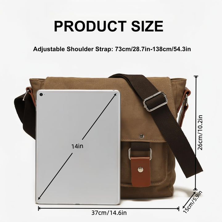 flintronic Umhängetasche, Vintage Canvas Schultertasche Herren Damen, Aktentasche Laptoptasche mit V