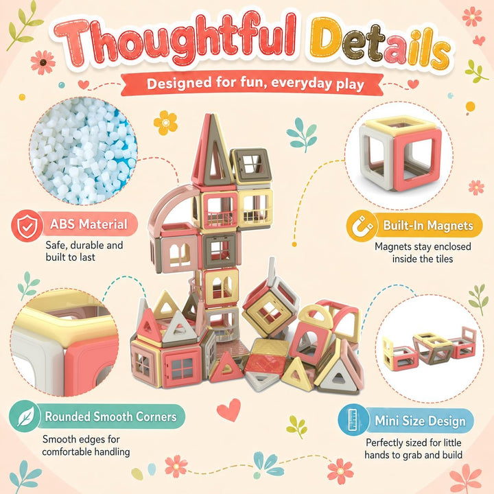 AOMIKS 173 Stück Magnetfliesen 3D Mini Magnetische Bausteine für Kinder Inspirierendes Lernen und Kr
