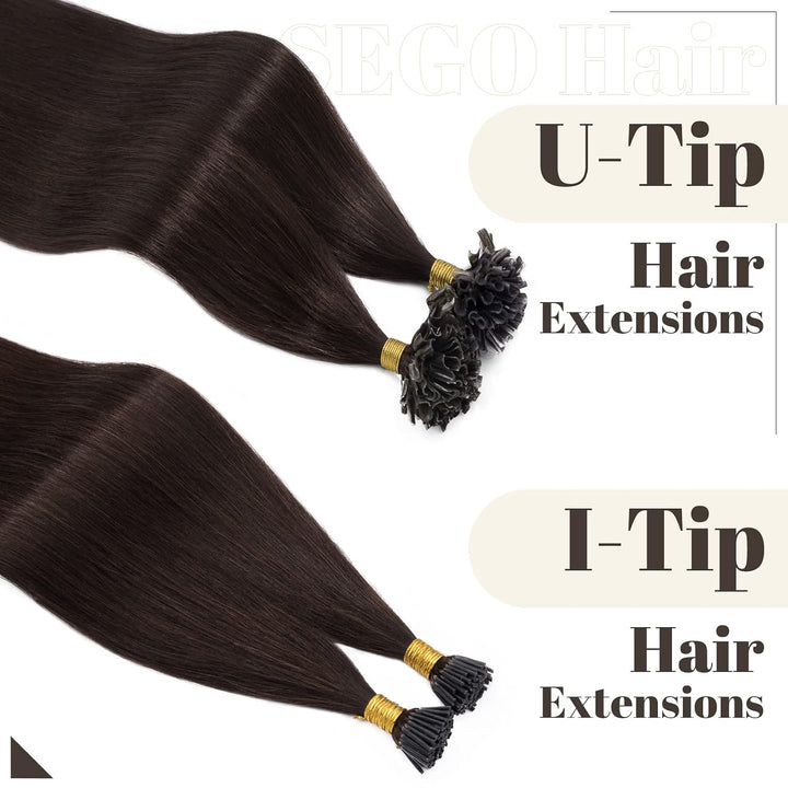 SEGO U Tips Extensions Echthaar Bondings 0.5g/Strähnen Keratin Haarverlängerung Glue 100 Strähnen gl