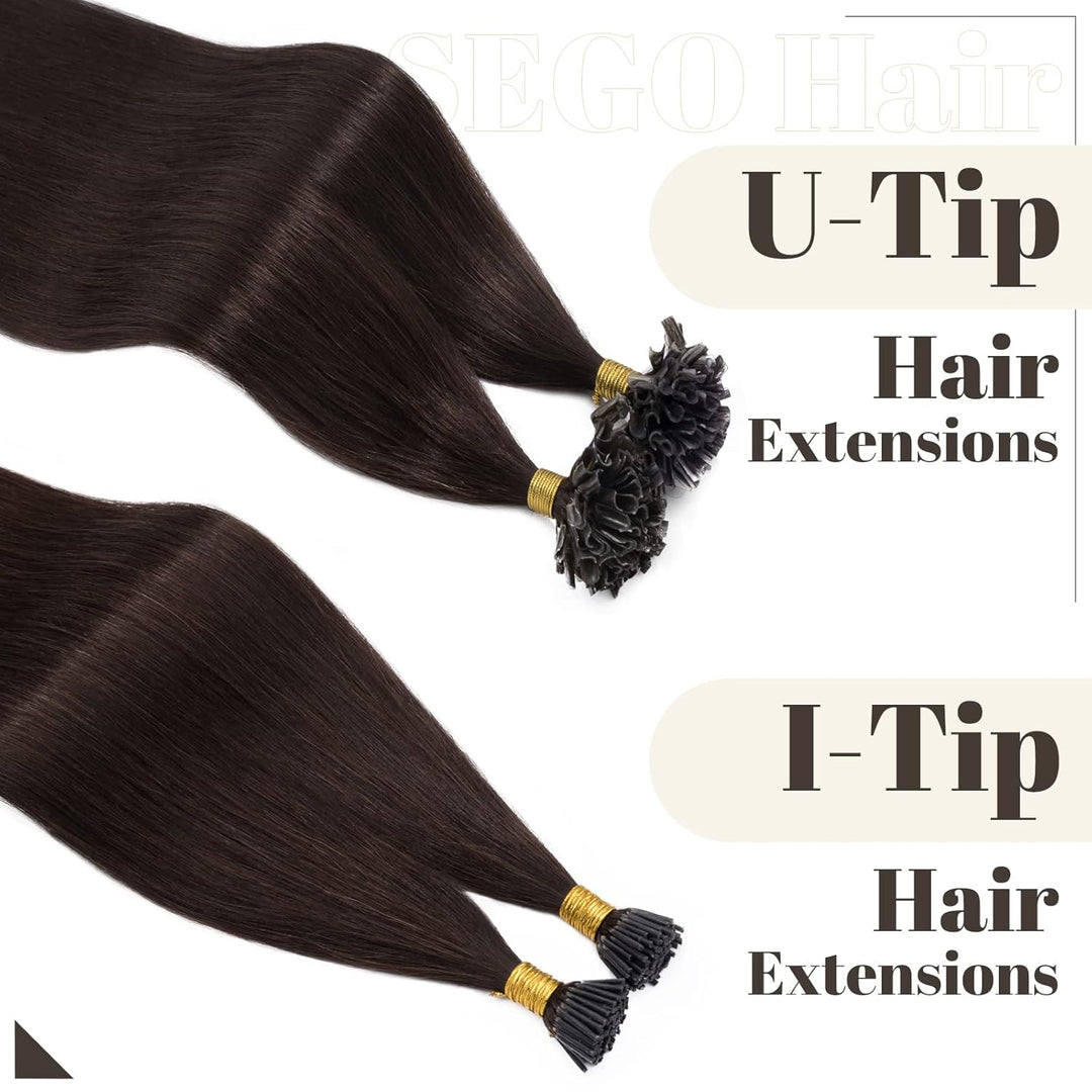 SEGO U Tips Extensions Echthaar Bondings 0.5g/Strähnen Keratin Haarverlängerung Glue 100 Strähnen gl