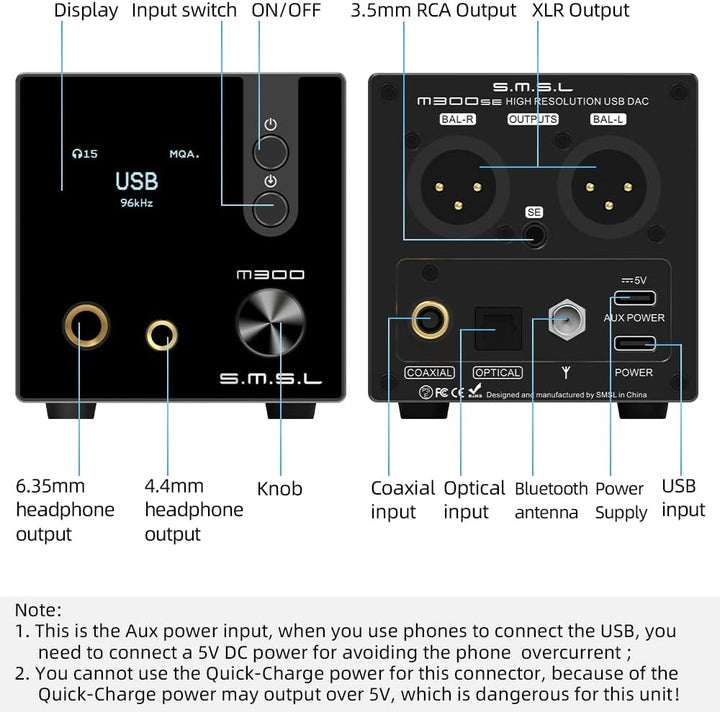 SMSL M300SE(Upgraded),Zwei CS43131 Chip MQA Audio Decoder Ohr Verstärker All-in-one,Dritte Generatio