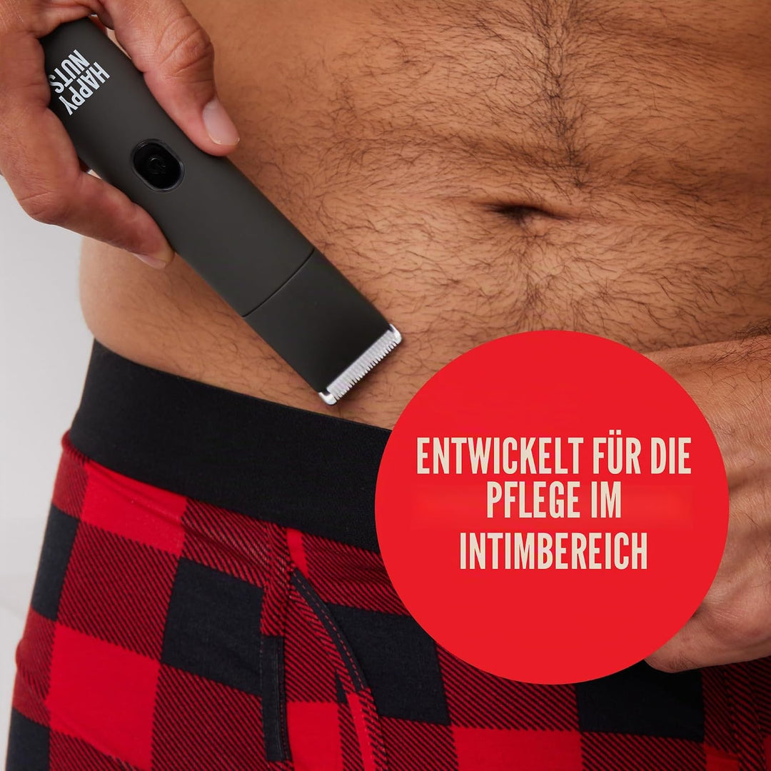 HAPPY NUTS The Lumberjack Elektrischer Körper- und Leistenhaar-Trimmer für Männer, Körperfriseur-Set