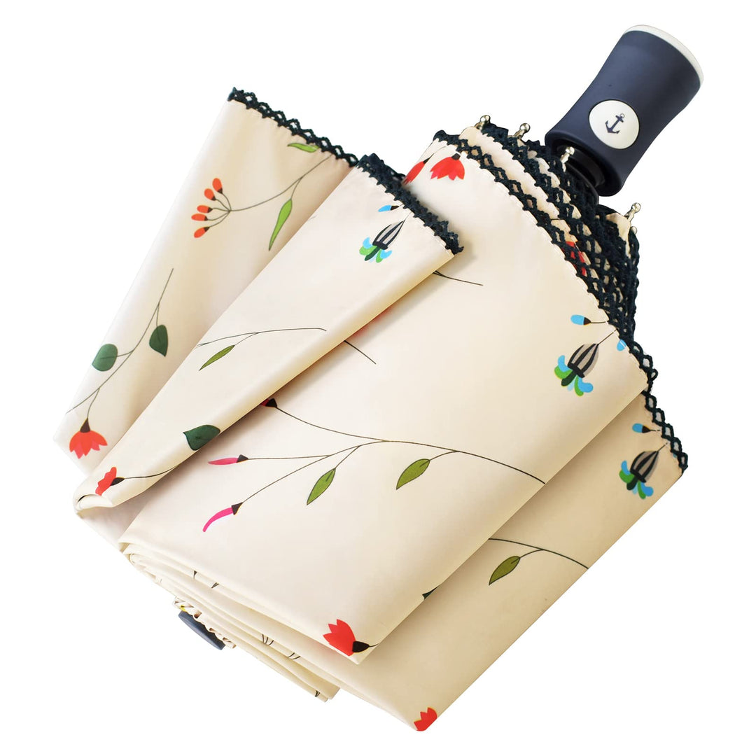 CUBY Regenschirm, Sonnenschirm, Freien Uv-Schutz Damen Automatik Faltschirm Winddicht Regenfest, Min